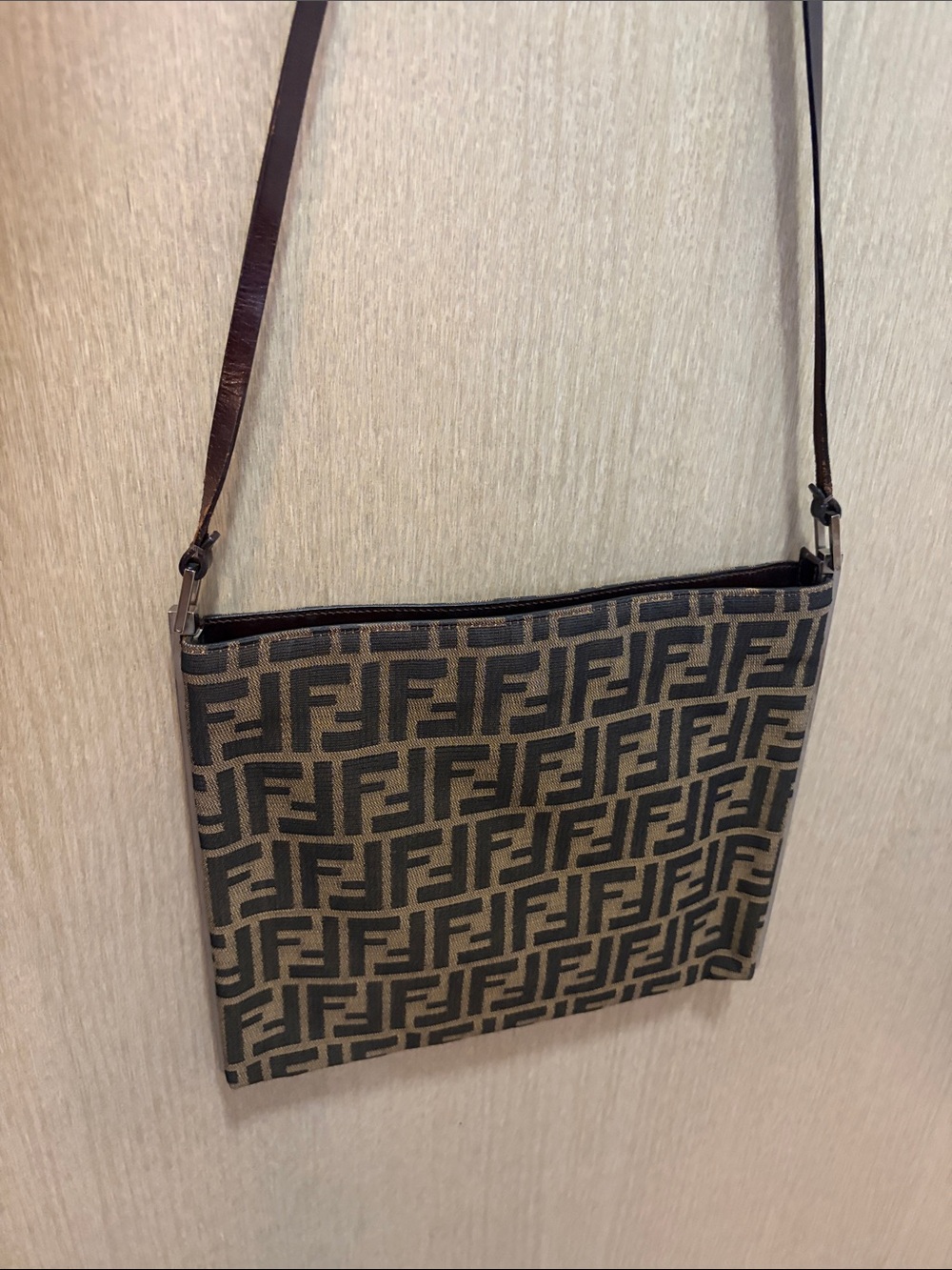 Authentic Vintage Fendi Brown FF Logo adjustable Crossbody / Shoulder bag